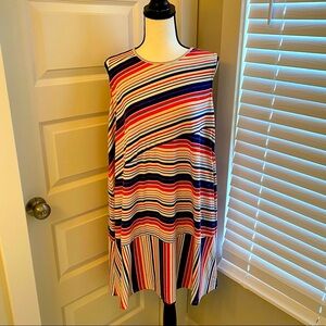 JohnPaulRichard| Red/white/blue striped sleeveless sundress with cut out on back